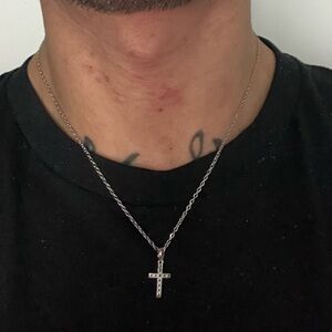 stainless diamond cross pendant necklace adjustable length